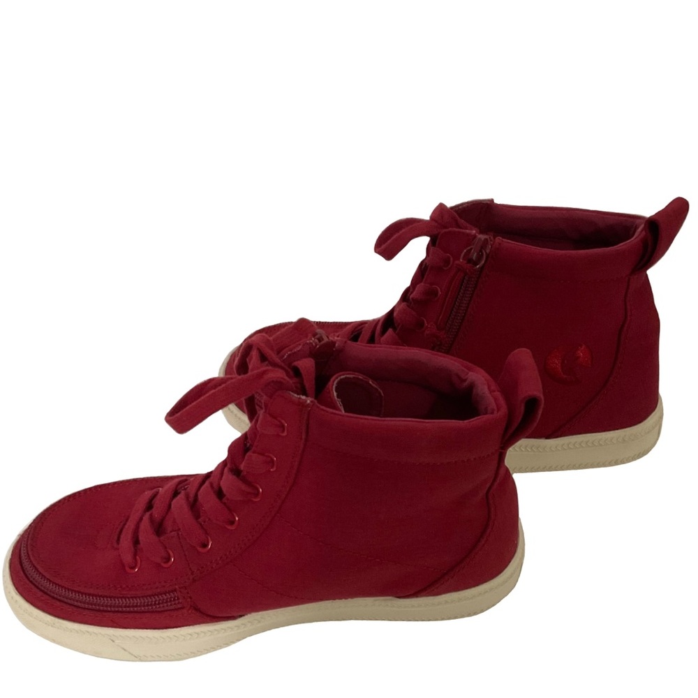 BILLY Boys Lace Up Zipper High Top Dark Red Burgundy White Soles Sneaker Size 4